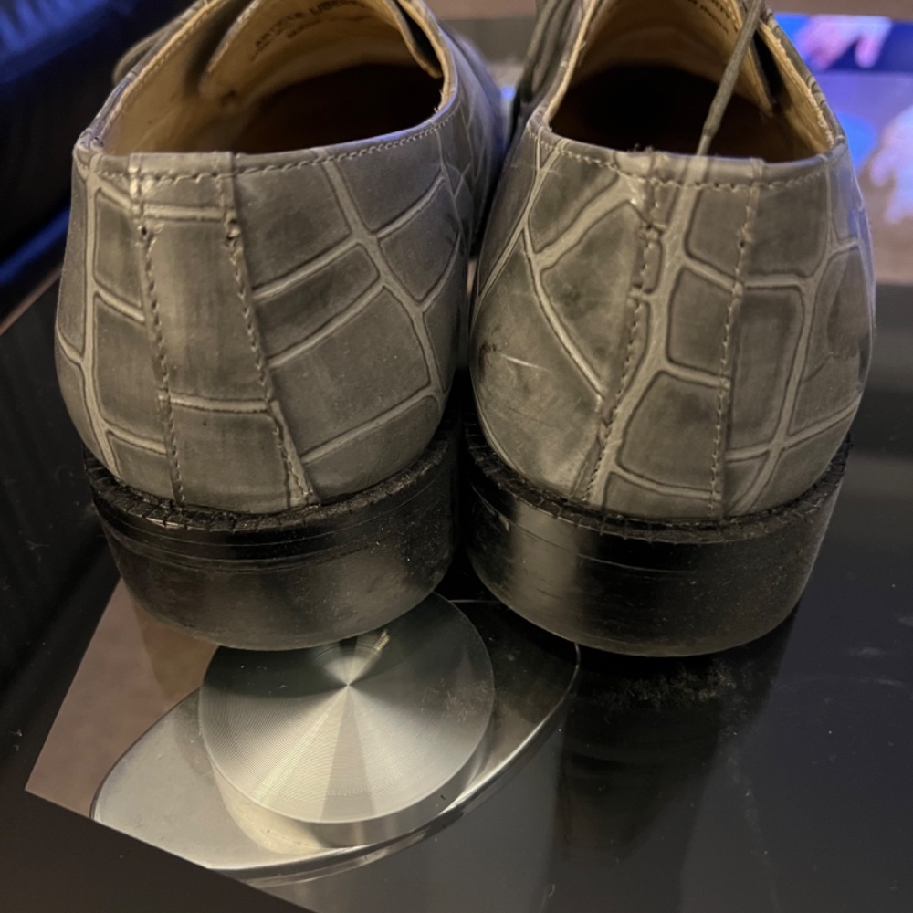 Grey Alligator Block Pattern Italian Leather - image 4